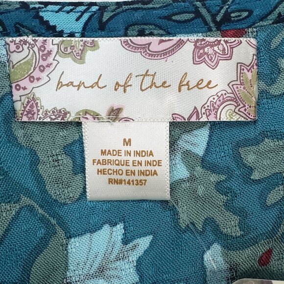 Band Of The Free Mallory Floral Babydoll Mini Dress Size Medium Deep Teal Aqua - Picture 2 of 16